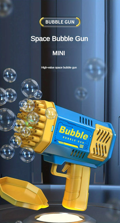 One Pack Of Children's 40 Holes Launcher Handheld Portable Electric Automatic Bubble Gun LED Light For Boys And Girls