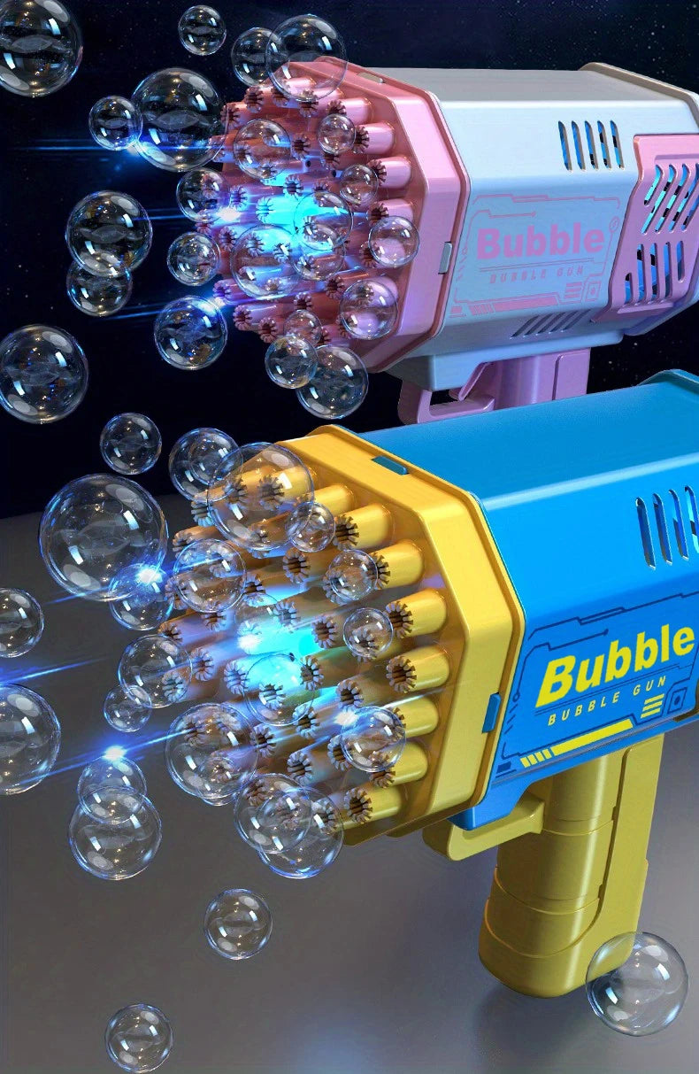 One Pack Of Children's 40 Holes Launcher Handheld Portable Electric Automatic Bubble Gun LED Light For Boys And Girls