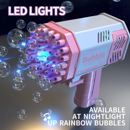 One Pack Of Children's 40 Holes Launcher Handheld Portable Electric Automatic Bubble Gun LED Light For Boys And Girls