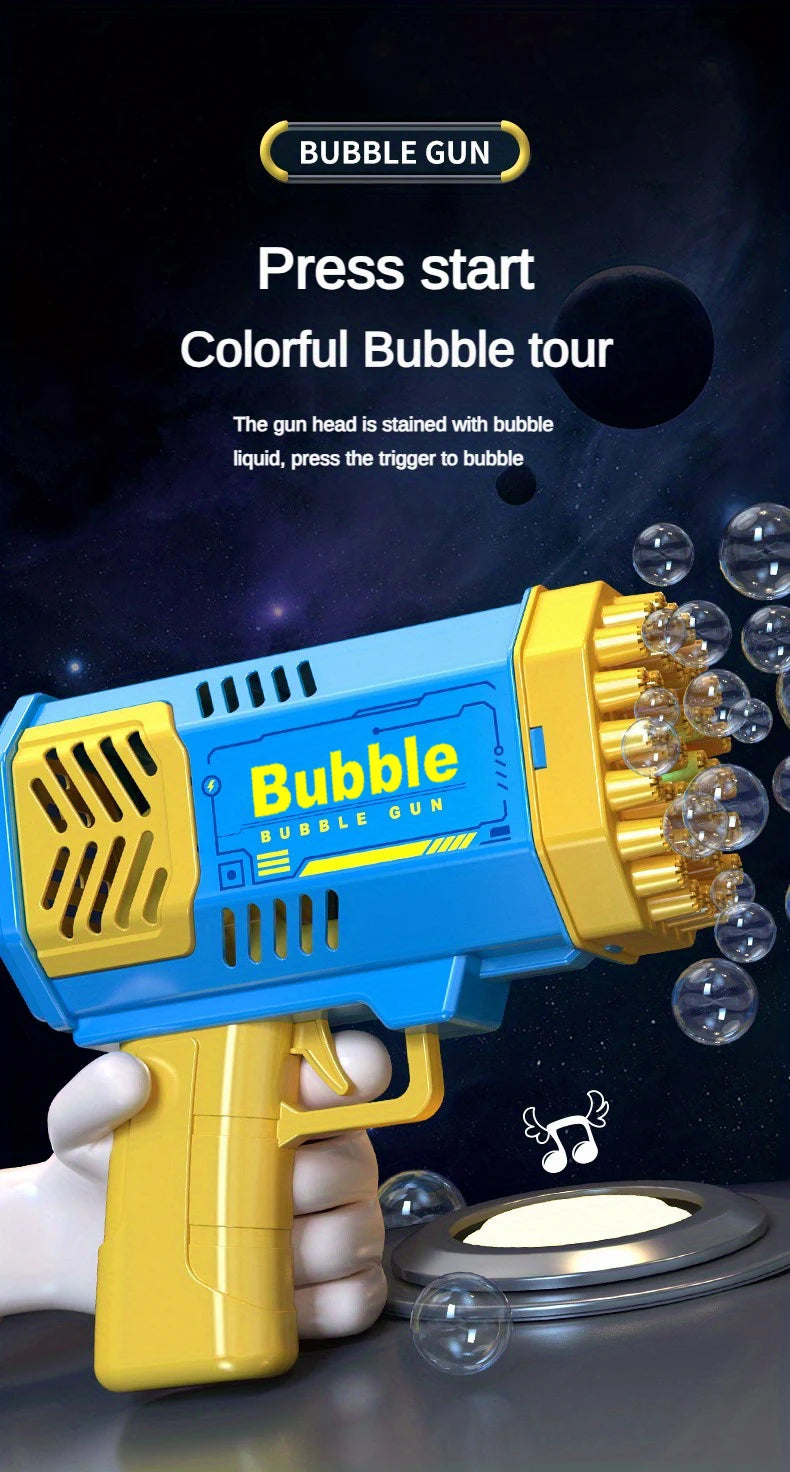 One Pack Of Children's 40 Holes Launcher Handheld Portable Electric Automatic Bubble Gun LED Light For Boys And Girls