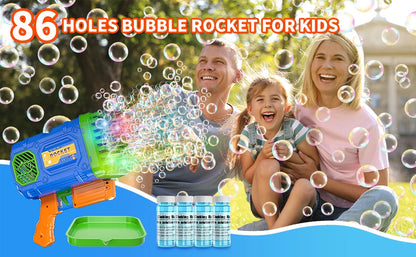 86 Holes Rocket Bubble Gun Toys Kids Electric Launcher Handheld Portable Toys  Automatic Bubble Gun Outdoor Toys Children Gifts