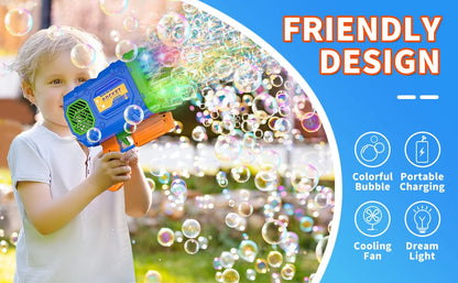 86 Holes Rocket Bubble Gun Toys Kids Electric Launcher Handheld Portable Toys  Automatic Bubble Gun Outdoor Toys Children Gifts