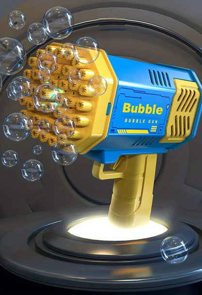 One Pack Of Children's 40 Holes Launcher Handheld Portable Electric Automatic Bubble Gun LED Light For Boys And Girls